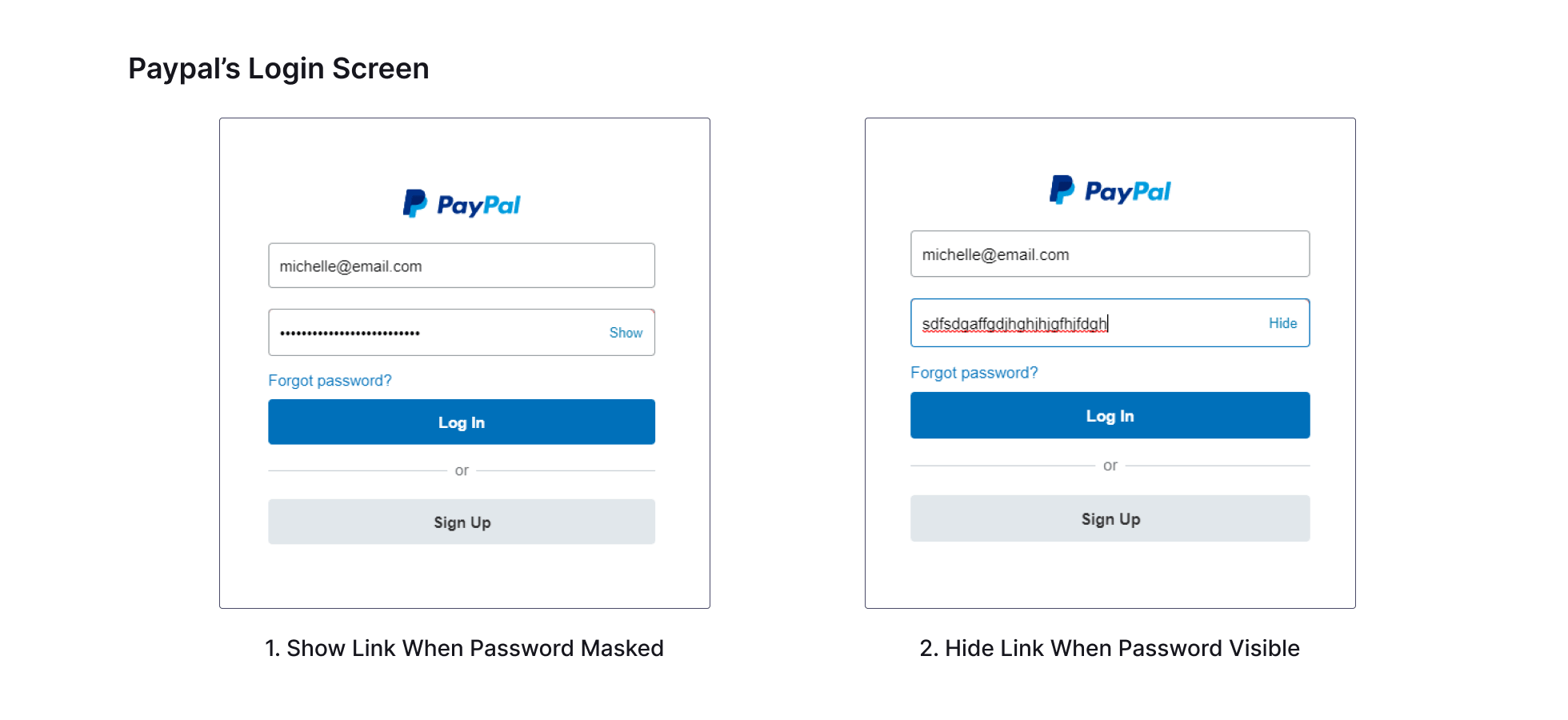 Paypal login screen