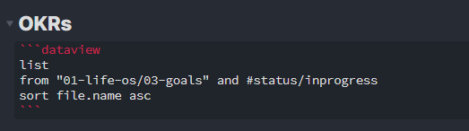 OKRs Code Snippet