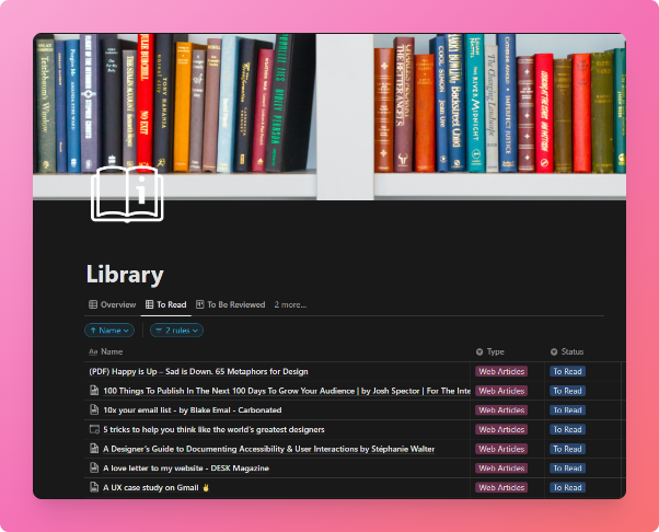 Library Notion Dashboard